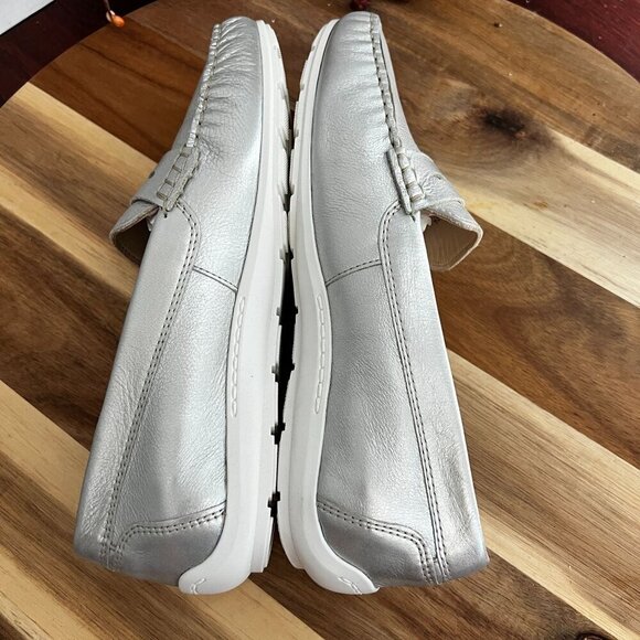 Ara The Alabama Sport Womens Loafer Flat Sz 6.5 Metallic Platinum Leather